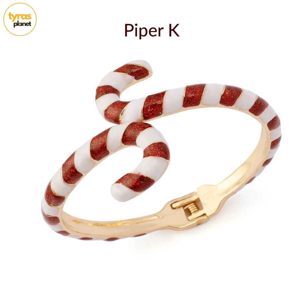 Piper K Santa Baby Christmas Holiday Candy Cane Bangle Bracelet